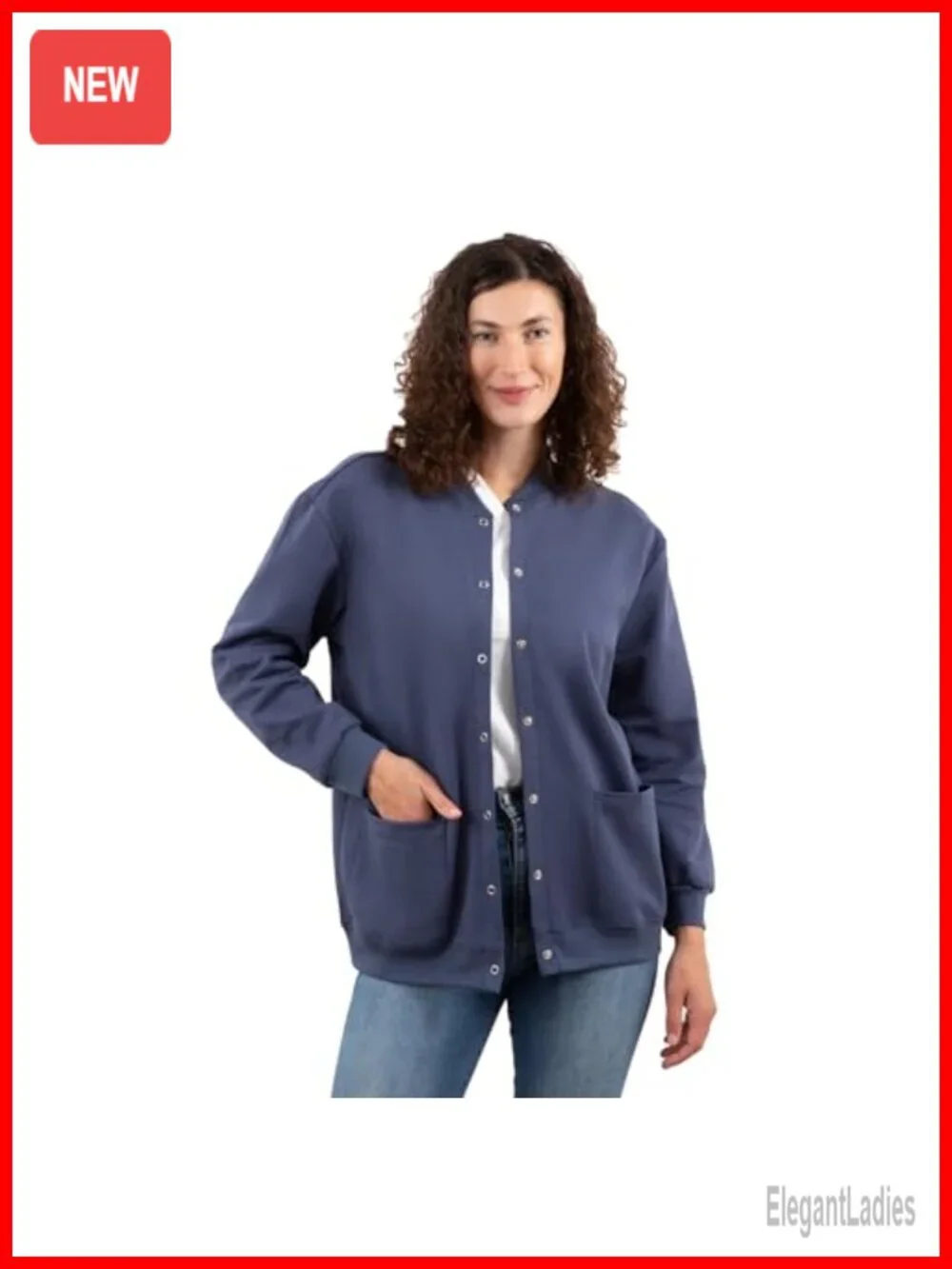 Women's Fleece Snap Front Cardigan, Soft Lightweight Baseball Jacket, Long